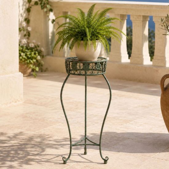DanDiBo Flower Stand Metal Green Patina Round 96008 M Plant Stand 60 cm Flower Stool Side Table Flower Pedestal Plant Stool