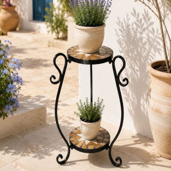 DanDiBo Metal Mosaic Plant Stand Merano Round 12019 60 cm Flower Stand Plant Holder Side Table Flower Pedestal Modern Plant Stool Mosaic Table