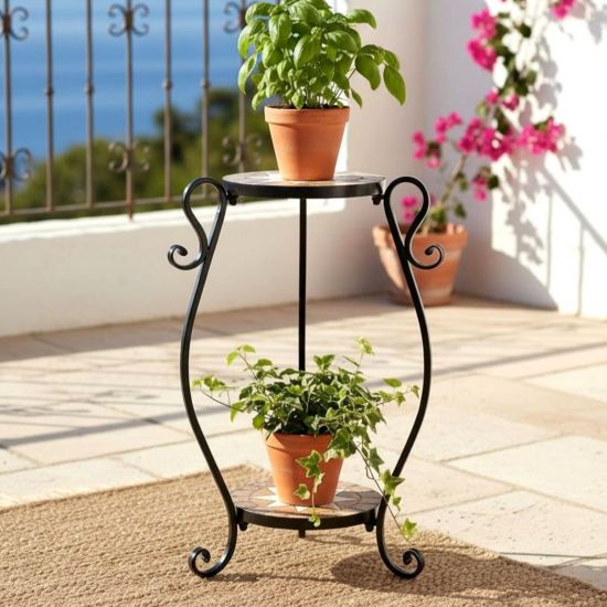 DanDiBo Metal Mosaic Plant Stand Merano Round 12019 60 cm Flower Stand Plant Holder Side Table Flower Pedestal Modern Plant Stool Mosaic Table