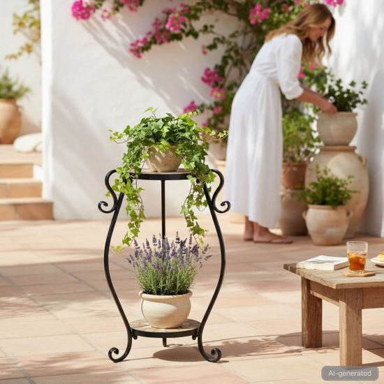 DanDiBo Metal Mosaic Plant Stand Merano Round 12019 60 cm Flower Stand Plant Holder Side Table Flower Pedestal Modern Plant Stool Mosaic Table