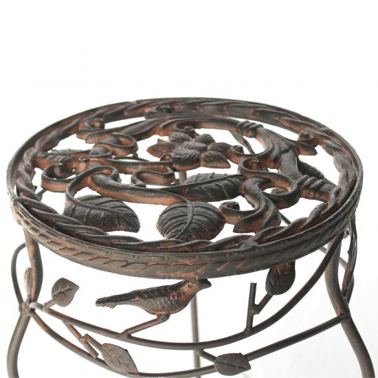 Preview: DanDiBo Blumenständer Metall Schwarz /Braun Antik Rund 18215 2er Set 65 cm / 78 cm Pflanzenständer Blumenhocker Beistelltisch Blumensäule Pflanzenhocker