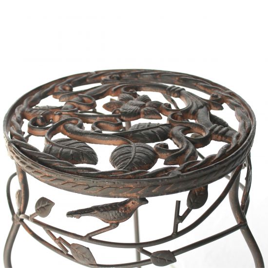 Preview: DanDiBo Blumenständer Metall Schwarz / Braun Antik Rund 18215 52 cm  Pflanzenständer Blumenhocker Beistelltisch Blumensäule Pflanzenhocker
