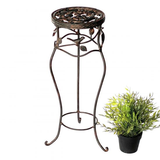 DanDiBo Blumenständer Metall Schwarz / Braun Antik Rund 18215 52 cm  Pflanzenständer Blumenhocker Beistelltisch Blumensäule Pflanzenhocker