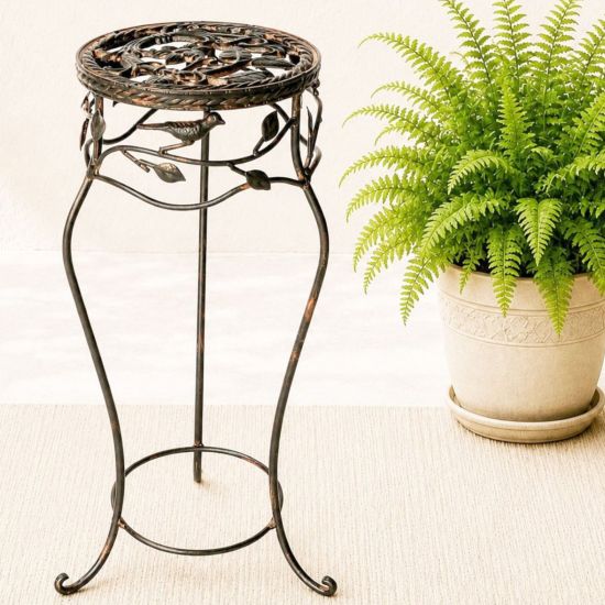 DanDiBo Blumenständer Metall Schwarz /Braun Antik Rund 18215 78 cm Pflanzenständer Blumenhocker Beistelltisch Blumensäule Pflanzenhocker