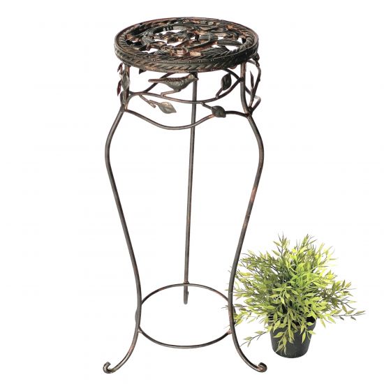 DanDiBo Blumenständer Metall Schwarz /Braun Antik Rund 18215 78 cm Pflanzenständer Blumenhocker Beistelltisch Blumensäule Pflanzenhocker