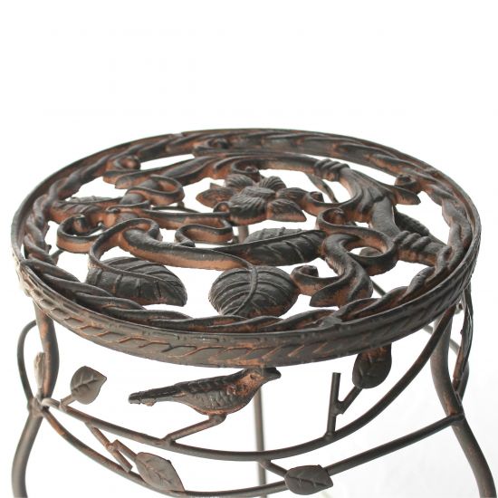 Preview: DanDiBo Blumenständer Metall Schwarz /Braun Antik Rund 18215 65 cm  Pflanzenständer Blumenhocker Beistelltisch Blumensäule Pflanzenhocker
