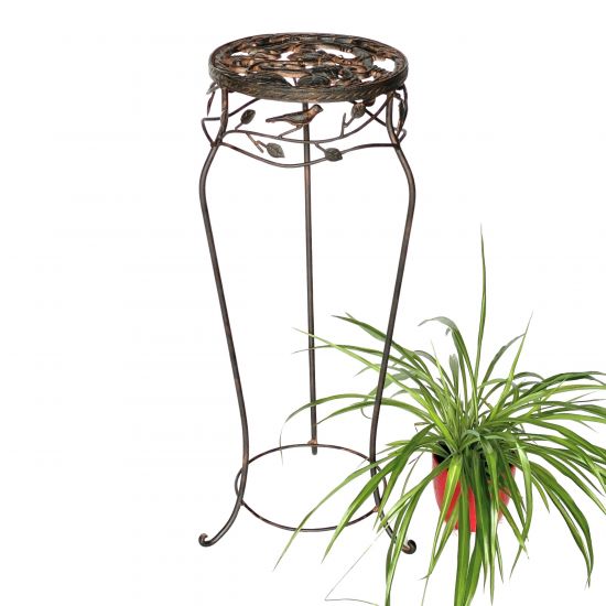 DanDiBo Blumenständer Metall Schwarz /Braun Antik Rund 18215 65 cm  Pflanzenständer Blumenhocker Beistelltisch Blumensäule Pflanzenhocker