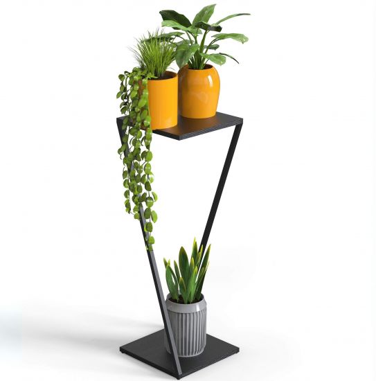 DanDiBo Blumenständer Metall Schwarz Eckig 80 cm 96641 Pflanzenständer Blumenhocker Beistelltisch Design Modern