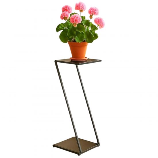 DanDiBo Blumenständer Metall Schwarz Eckig 80 cm Z-Form 96641 Pflanzenständer Blumenhocker Beistelltisch Design Modern