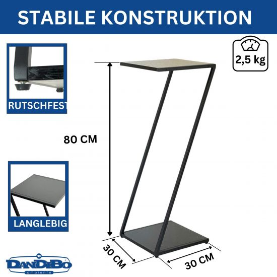 DanDiBo Blumenständer Metall Schwarz Eckig 80 cm Z-Form 96641 Pflanzenständer Blumenhocker Beistelltisch Design Modern