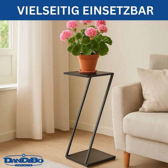 DanDiBo Blumenständer Metall Schwarz Eckig 80 cm Z-Form 96641 Pflanzenständer Blumenhocker Beistelltisch Design Modern