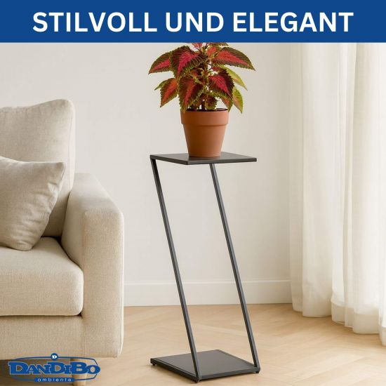 DanDiBo Blumenständer Metall Schwarz Eckig 80 cm Z-Form 96641 Pflanzenständer Blumenhocker Beistelltisch Design Modern