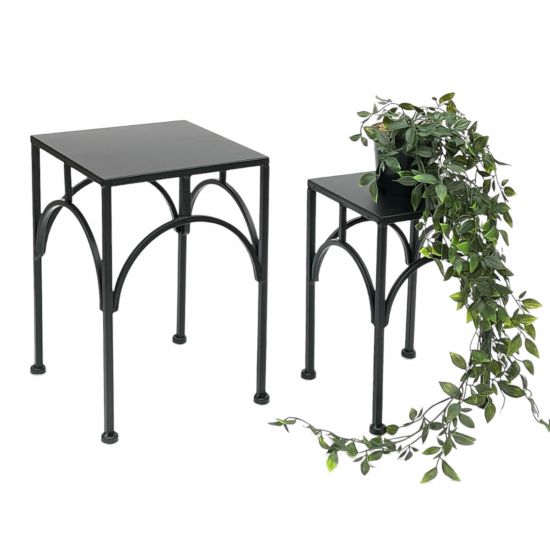 DanDiBo Blumenständer Metall Schwarz Eckig 96449 2er Set Pflanzenständer Blumenhocker Beistelltisch Blumensäule Modern Pflanzenhocker