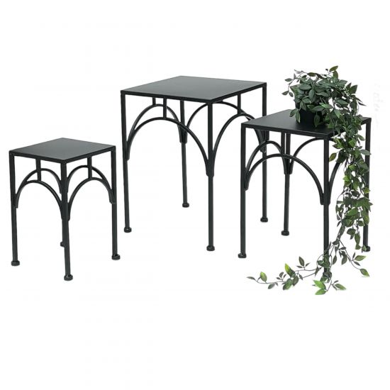 DanDiBo Metal Plant Stand Black Square 96449 Set of 3 Flower Pot Stands Plant Stools Side Tables Flower Columns Modern Plant Pedestals