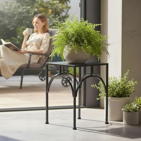 DanDiBo Blumenständer Metall Schwarz Eckig 96449 L 38 cm Pflanzenständer Blumenhocker Beistelltisch Blumensäule Modern Pflanzenhocker