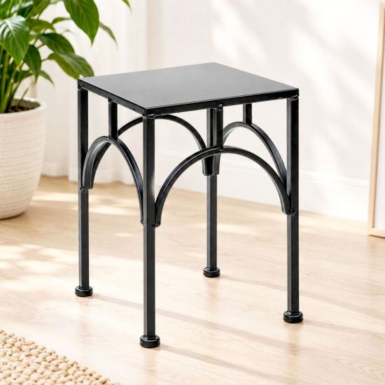 DanDiBo Blumenständer Metall Schwarz Eckig 96449 S 28 cm Pflanzenständer Blumenhocker Beistelltisch Blumensäule Modern Pflanzenhocker