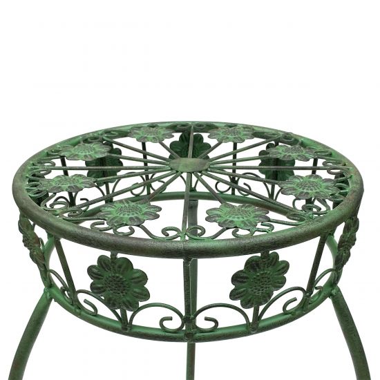 Preview: DanDiBo Blumenständer Metall Schwarz / Grün Rund 96008 3er Set 50 cm / 60 cm / 75 cm Pflanzenständer Blumenhocker Beistelltisch Blumensäule Pflanzenhocker