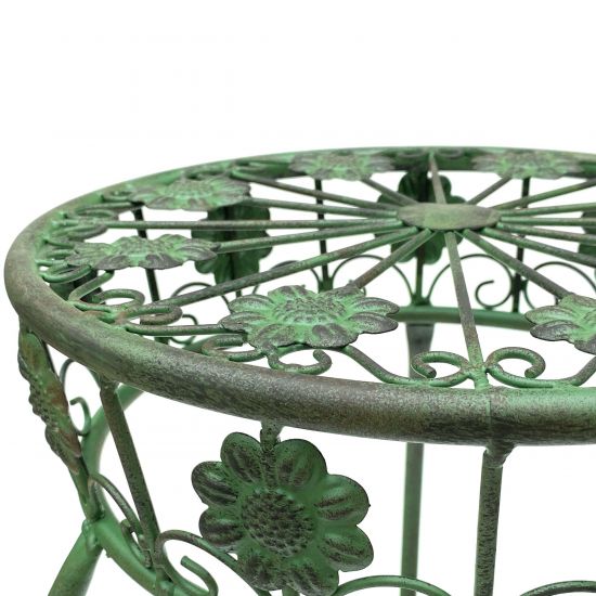 DanDiBo Blumenständer Metall Schwarz / Grün Rund 96008 3er Set 50 cm / 60 cm / 75 cm Pflanzenständer Blumenhocker Beistelltisch Blumensäule Pflanzenhocker
