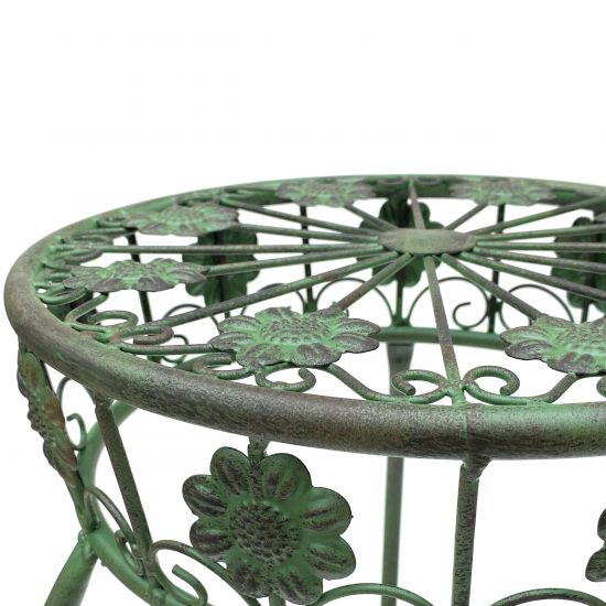 Preview: DanDiBo Metal Flower Stand Black / Green Round 96008 Plant Stand 75 cm Flower Stool Side Table Plant Pedestal Plant Stool