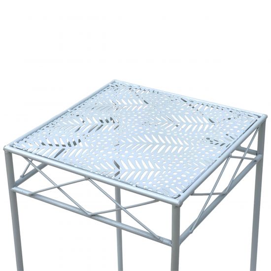 DanDiBo Flower Stool White Metal Square Flower Stand 96314 Set of 2 Side Table Flower Column Modern Plant Stand Plant Stool