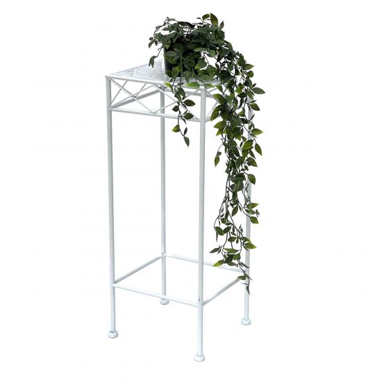 DanDiBo Metal Plant Stand White Square 96314 M 60 cm Flower Stand Plant Stool Side Table Flower Column Modern Plant Holder