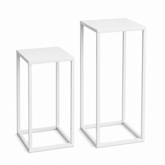 DanDiBo Blumenständer Metall Weiss Eckig 96482 2er Set Pflanzenständer Blumenhocker Beistelltisch Blumensäule Modern Pflanzenhocker