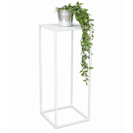 DanDiBo Blumenständer Metall Weiss Eckig 96482 L Pflanzenständer 70 cm Blumenhocker Beistelltisch Blumensäule Modern Pflanzenhocker