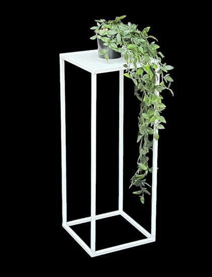 DanDiBo Square Metal Plant Stand White 96482 M 60 cm Plant Holder Plant Stool Side Table Flower Pedestal Modern Plant Stool