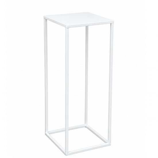 DanDiBo Square Metal Plant Stand White 96482 M 60 cm Plant Holder Plant Stool Side Table Flower Pedestal Modern Plant Stool