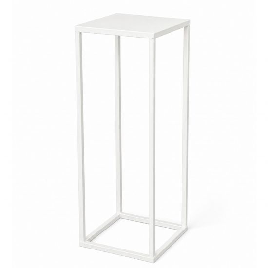 DanDiBo Metal Plant Stand White Square 96482 S Plant Holder 50 cm Flower Stool Side Table Flower Pedestal Modern Plant Stool