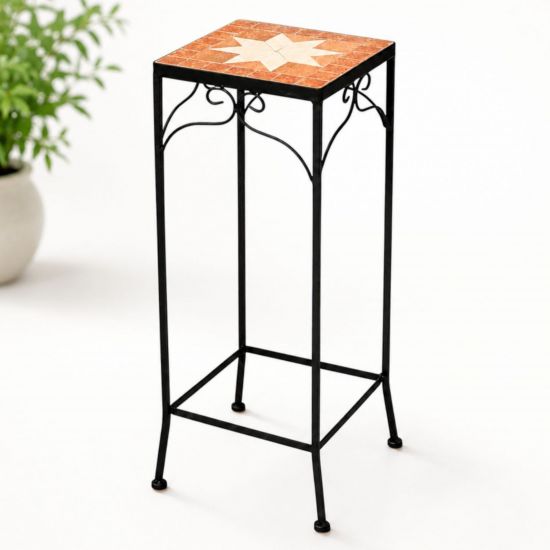 DanDiBo Mosaic Flower Stand Square 12012 L Plant Stand for Outdoor Use Flower Stool Outdoor Side Table Plant Stool