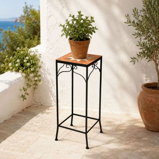 DanDiBo Mosaic Flower Stand Square 12012 L Plant Stand for Outdoor Use Flower Stool Outdoor Side Table Plant Stool