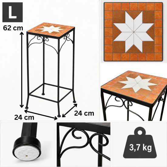 Preview: DanDiBo Mosaic Flower Stand Square 12012 L Plant Stand for Outdoor Use Flower Stool Outdoor Side Table Plant Stool