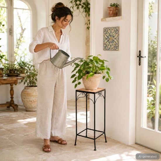 Preview: DanDiBo Mosaic Flower Stand Square 12012 L Plant Stand for Outdoor Use Flower Stool Outdoor Side Table Plant Stool