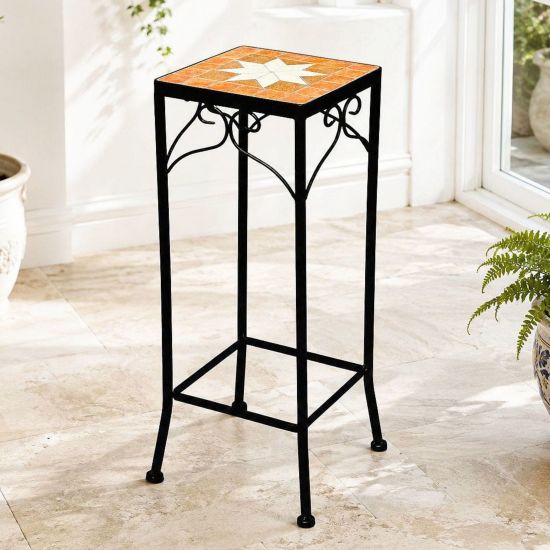 DanDiBo Mosaic Flower Stand Square 12012 M Plant Stand for Outdoor Use Flower Stool Outdoor Side Table Plant Stool