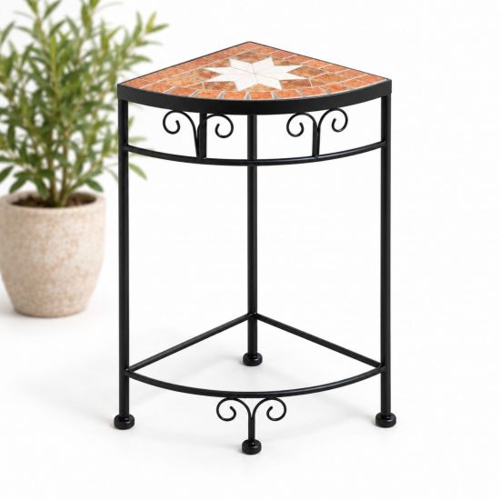 DanDiBo Mosaic Flower Stand Square 12013 M Plant Stand for Outdoor Use 52 cm Flower Stool Outdoor Side Table Plant Stool