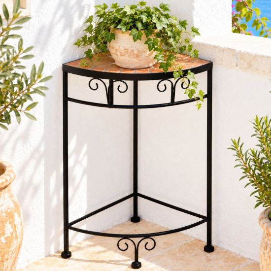 DanDiBo Mosaic Flower Stand Square 12013 M Plant Stand for Outdoor Use 52 cm Flower Stool Outdoor Side Table Plant Stool