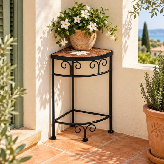 DanDiBo Mosaic Plant Stand Square 12013 S Outdoor Plant Stand 41 cm Flower Stool Outdoor Side Table Plant Stool