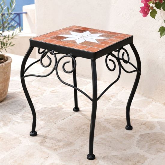 DanDiBo Mosaic Flower Stand Square 12015 M Plant Stand for Outdoor Use 28cm Flower Stool Outdoor Side Table Plant Stool