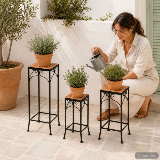 DanDiBo Mosaic Plant Stand Square Set of 3 12012 Plant Stands for Outdoor Use Flower Stools Outdoor Side Tables Plant Stools