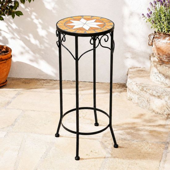 DanDiBo Round Mosaic Plant Stand 12011 L, Outdoor Flower Stand, Outdoor Side Table, Plant Stool