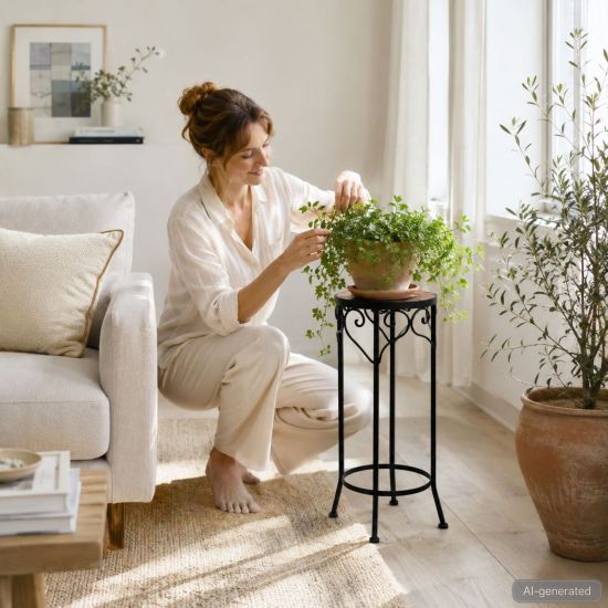 DanDiBo Round Mosaic Plant Stand 12011 L, Outdoor Flower Stand, Outdoor Side Table, Plant Stool
