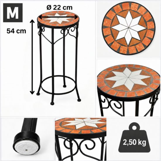 Preview: DanDiBo Round Mosaic Flower Stand 12011 M, Outdoor Plant Stand 54 cm, Plant Stool, Outdoor Side Table, Plant Display Stool