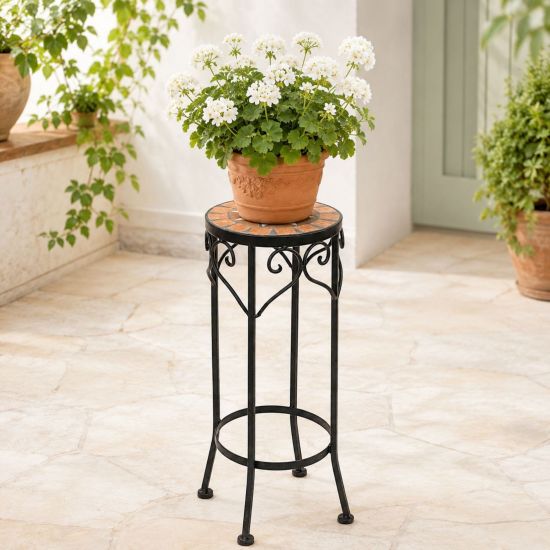 DanDiBo Round Mosaic Plant Stand 12011 S Outdoor Plant Stand 46 cm Flower Stool Outdoor Side Table Plant Stool