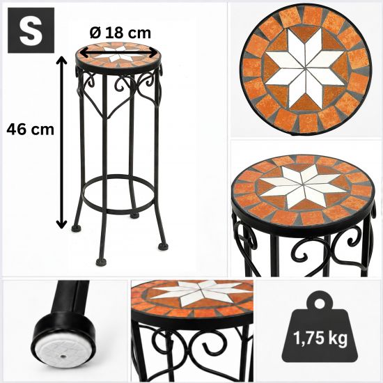 Preview: DanDiBo Round Mosaic Plant Stand 12011 S Outdoor Plant Stand 46 cm Flower Stool Outdoor Side Table Plant Stool