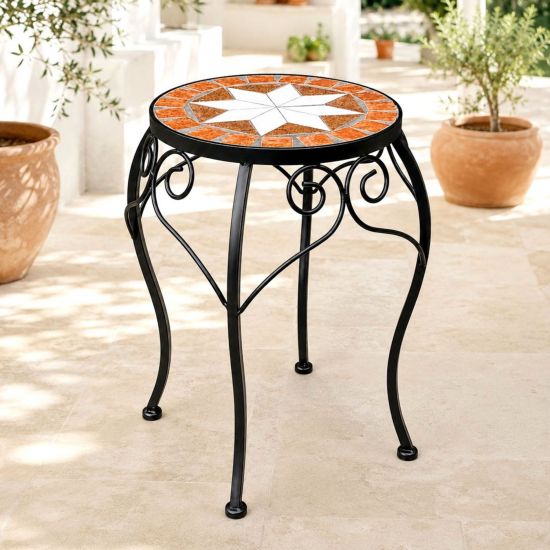 DanDiBo Mosaic Round Plant Stand 12014 L Outdoor Plant Holder Flower Stool Side Table Plant Stool