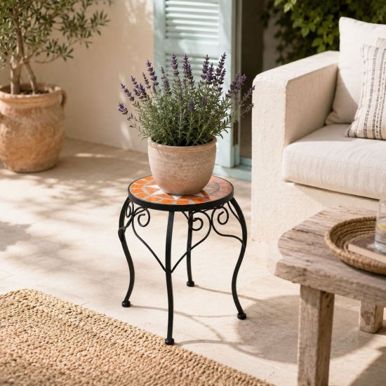 DanDiBo Mosaic Round Plant Stand 12014 L Outdoor Plant Holder Flower Stool Side Table Plant Stool