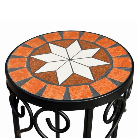 Preview: DanDiBo Round Mosaic Plant Stands Set of 2 12011 Outdoor Plant Stands Flower Pot Stools Outdoor Side Tables Plant Stools