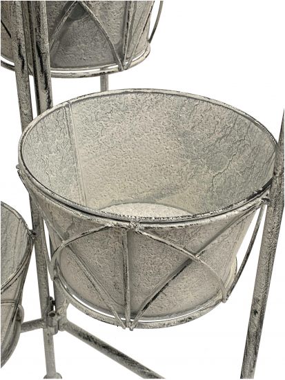 DanDiBo Blumentreppe Innen Metall Weiß Grau 100 cm Blumenständer mit 4 Töpfe 96128 Blumenständer Blumensäule Pflanzenständer Balkon Vintage