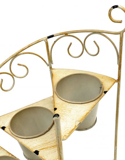 DanDiBo Flower Staircase Metal 38 cm Flower Stand with 3 Pots 96098 Yellow Flower Stand Shabby Chic Flower Column Plant Stand Plant Staircase
